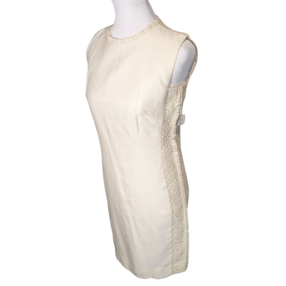 Vintage Country Set Ivory Crochet Lace Shift Dress 60s Mod‎ Women's Size 6